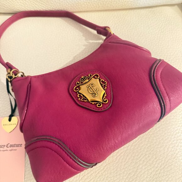 NWT Juicy Couture JUICY ROMANCE Piped Rouched Convertible Wristlet PLUM BERRY - Picture 3 of 4